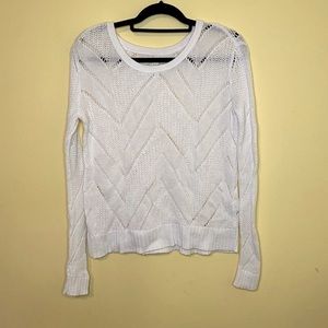 American Eagle Loose Knit Long Sleeve White Crewneck Sweater Size XS